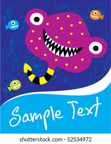 devil stingray monster doodle greeting tag
