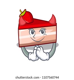 Devil strawberry cake mascot cartoon