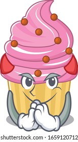 Devil strawberry cupcake Cartoon in character design