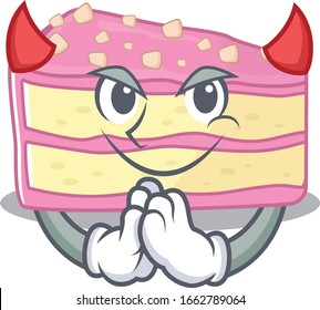 Devil strawberry slice cake Cartoon character design