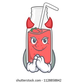 Devil strawberry smoothie mascot cartoon