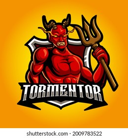 devil strong angry mascot  esport logo