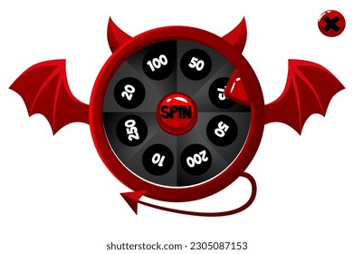 Devil style wheel of fortune for game design. Cartoon 2D game element