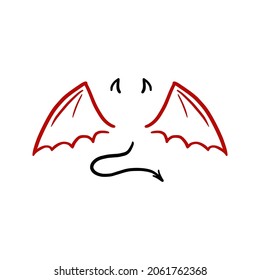 Devil stylized vector illustration. Devil with wing and tail. Hand drawn line sketch style. svg