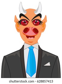 Devil in suit on white background is insulated