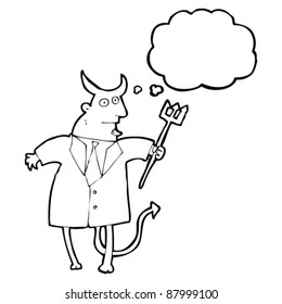 devil in suit with pitchfork