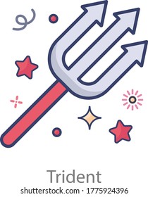 A devil sword in flat design, trident vector 