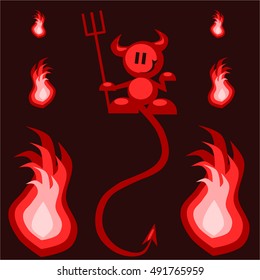 The devil, a symbol of all bad qualities in people, surrounded by fire