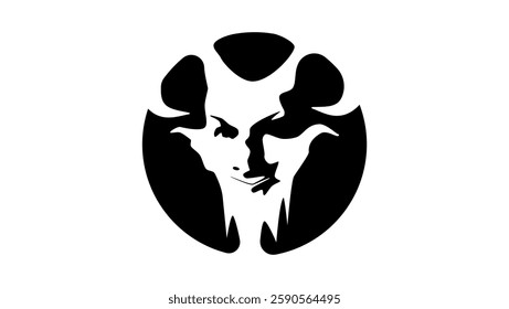 devil symbol, black isolated silhouette