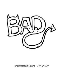 devil tail and horns bad text design element