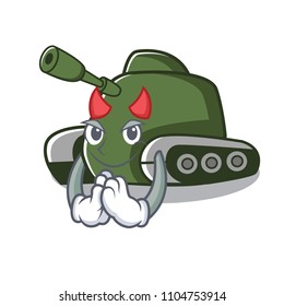 Devil tank mascot cartoon style