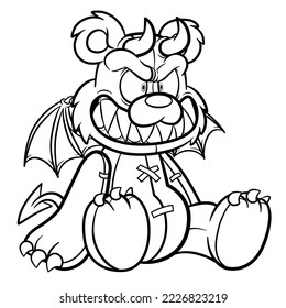  devil teddy bears sitting down coloring page.