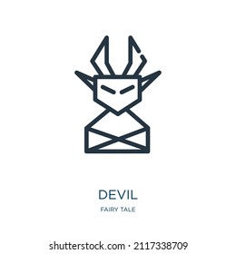 devil thin line icon. evil, hell linear icons from fairy tale concept isolated outline sign. Vector illustration symbol element for web design and apps.