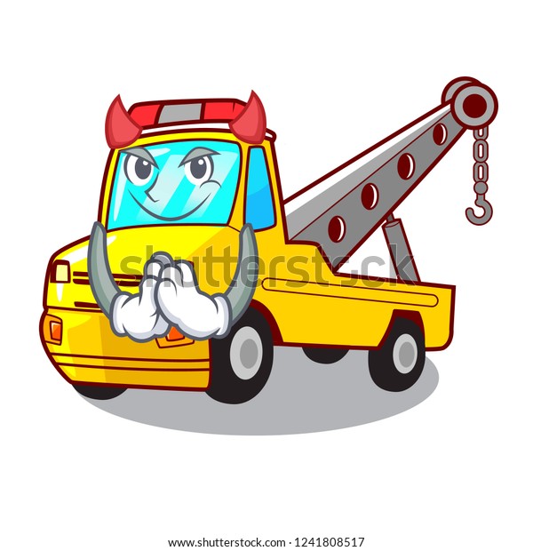 Devil\
transportation on truck towing cartoon\
car