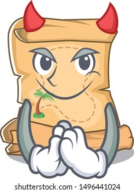 Devil treasure map cartoon in shape character