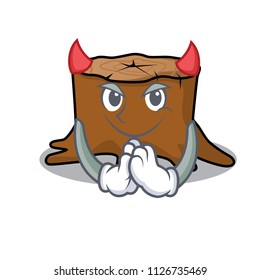 Devil tree stump mascot cartoon