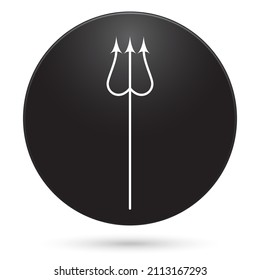 devil trident icon, black circle button, vector illustration.