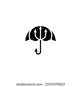 Devil trident and umbrella logo design.