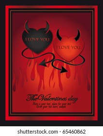 Devil Two Hearts, Valentine Card  vector template congratulation
