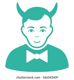 Devil vector icon. Flat cyan symbol. Pictogram is isolated on a white background. Designed for web and software interfaces.