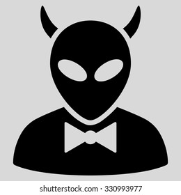 Devil vector icon. Style is flat black symbol, rounded angles, light gray background.