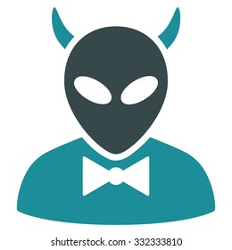 Devil vector icon. Style is flat bicolor soft blue symbol, rounded angles, white background.