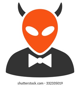 Devil vector icon. Style is flat bicolor orange and gray symbol, rounded angles, white background.