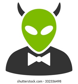 Devil vector icon. Style is flat bicolor eco green and gray symbol, rounded angles, white background.