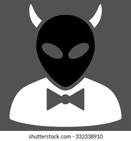 Devil vector icon. Style is flat bicolor black and white symbol, rounded angles, gray background.