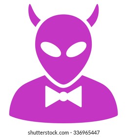 Devil vector icon. Style is flat violet symbol, rounded angles, white background.