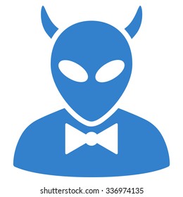 Devil vector icon. Style is flat cobalt symbol, rounded angles, white background.