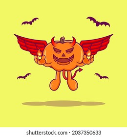 Devil vector illustration. Halloween pumpkin cartoon concept isolated vector. Scary Halloween devil vector.
