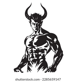 Devil vector illustration on a white background. Vector illustration silhouette svg.