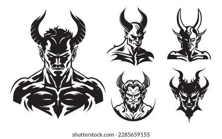 Devil vector illustration on a white background. Vector illustration silhouette svg.