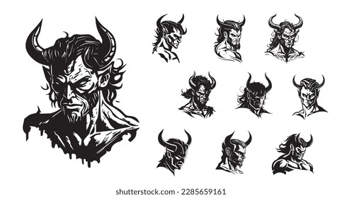 Devil vector illustration on a white background. Vector illustration silhouette svg.