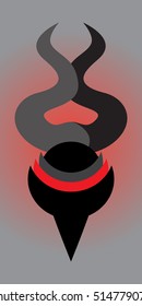 Devil vector logo. Black and red symbol