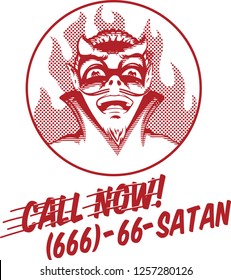 devil vintage comic style illustration 