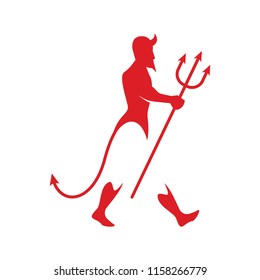 Devil Walker logo icon illustration mascot character vector