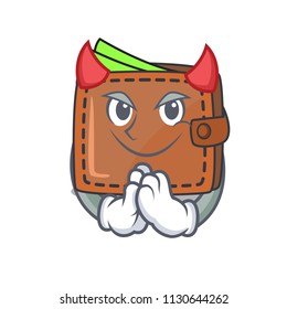Devil wallet mascot cartoon style vector illustration