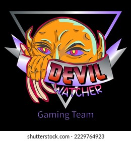 Devil Watcher Gaming Team e-sport Sign and Vector Badge
