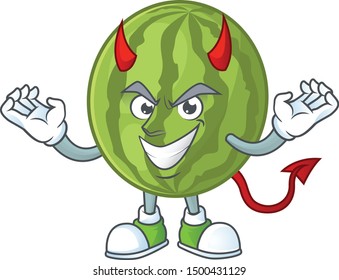 Devil watermelon fruit fresh cartoon with mascot