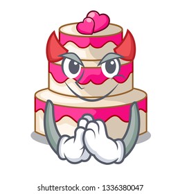 Devil wedding cake in a cartoon fridge