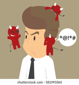 The devil whisper a businessman, framed, gossip. vector