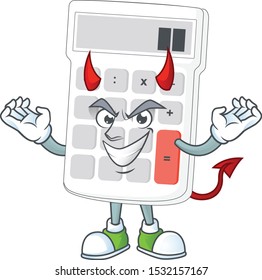 Devil white calculator in the character mascot