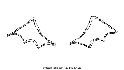 Icono de línea dibujada a mano de alas de diablo. Ilustración vectorial doodle monocromática con múltiples líneas superpuestas