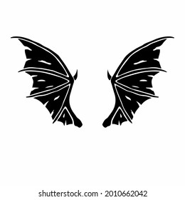 Devil Wings Logo. Tattoo Design. Stencil Vector Illustration.