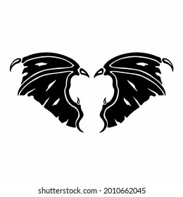 Devil Wings Logo. Tattoo Design. Stencil Vector Illustration.
