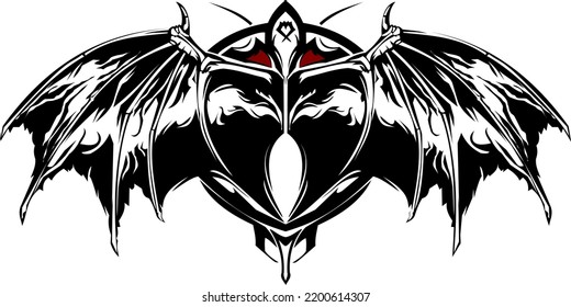 Devil Wings Logo. Tattoo Design. Stencil Vector Illustration. bat tribal design