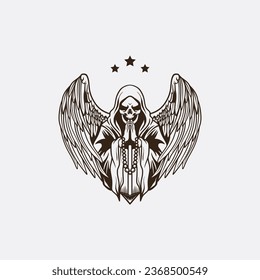 devil wings skull mascot logo vector illustration, devil design template.