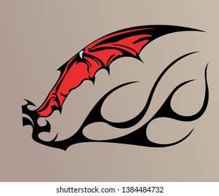 Devil wings tattoo, sign, logo, gaming graphic style, villain, decal, stick - vector